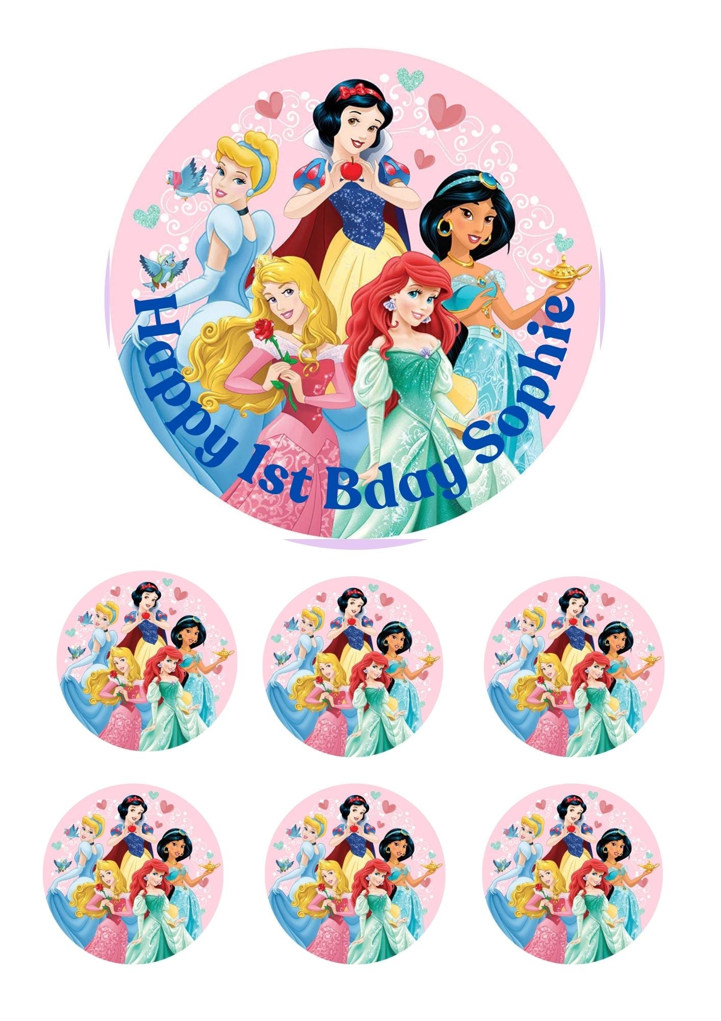 Princess Theme Bento Instant Download Toppers Bento cake and cupcakes editable
