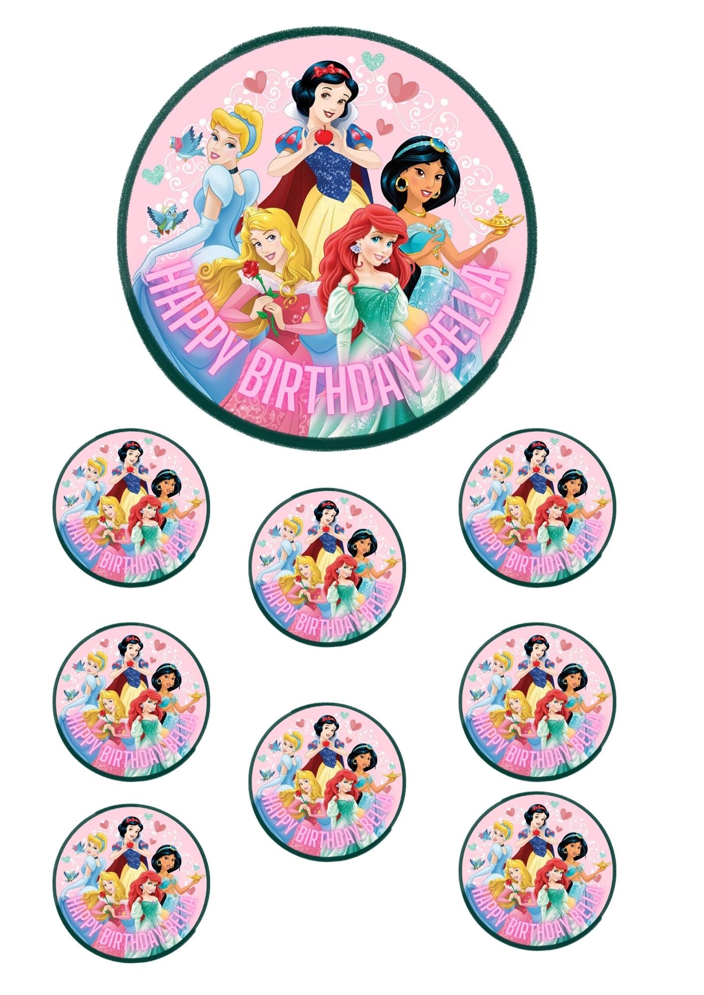 Disney Princess Birthday Party Bundle Template Set | Editable Instant Download | Cake Topper, Cupcake Toppers, Water Bottle Labels, Party Sign & Invitation