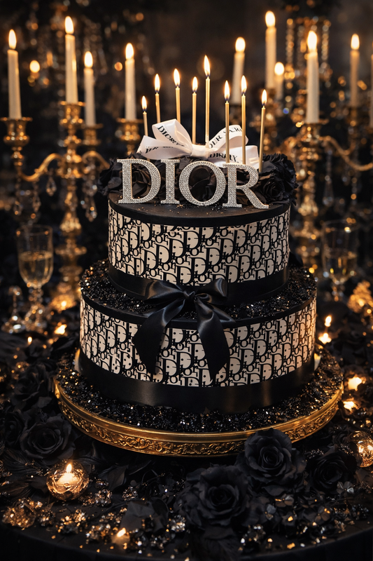 Luxury Dior Inspired Cake Wrap A4 – Designer Monogram Edible Image | Birthday Cake Topper | Edible Cake Print Australia