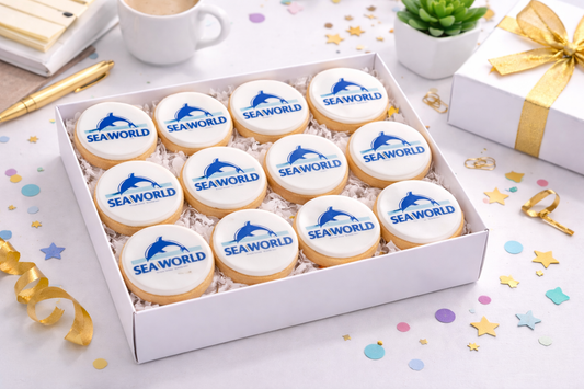 Corporate Cookies Logo Printed Round Delicious cookies delivered Australia wide