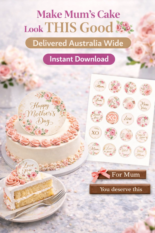 Mother day bundle 2 a4 pages one cake topper 15cm and one page of cupcake toppers INSTANT DOWNLOAD