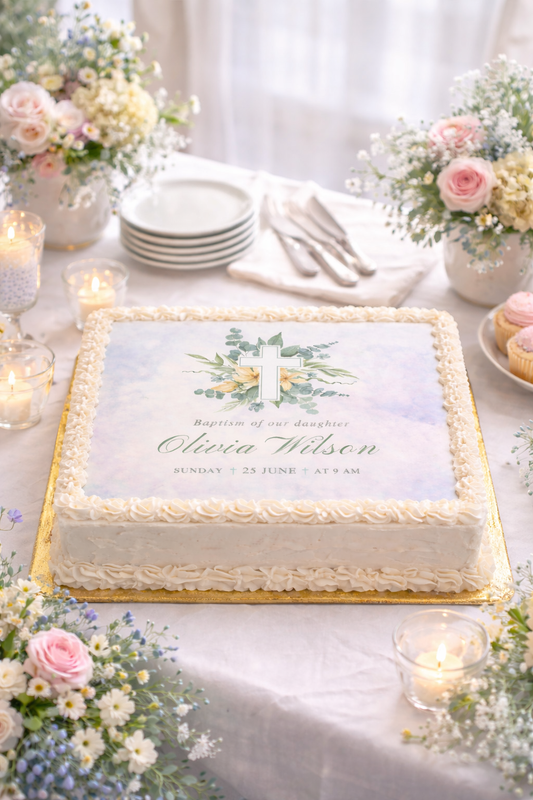 Baptism Cake Topper Printable A4 – Custom Christening Cake Topper – Edible Image Design – Instant Download – Baby Baptism Cake Decoration