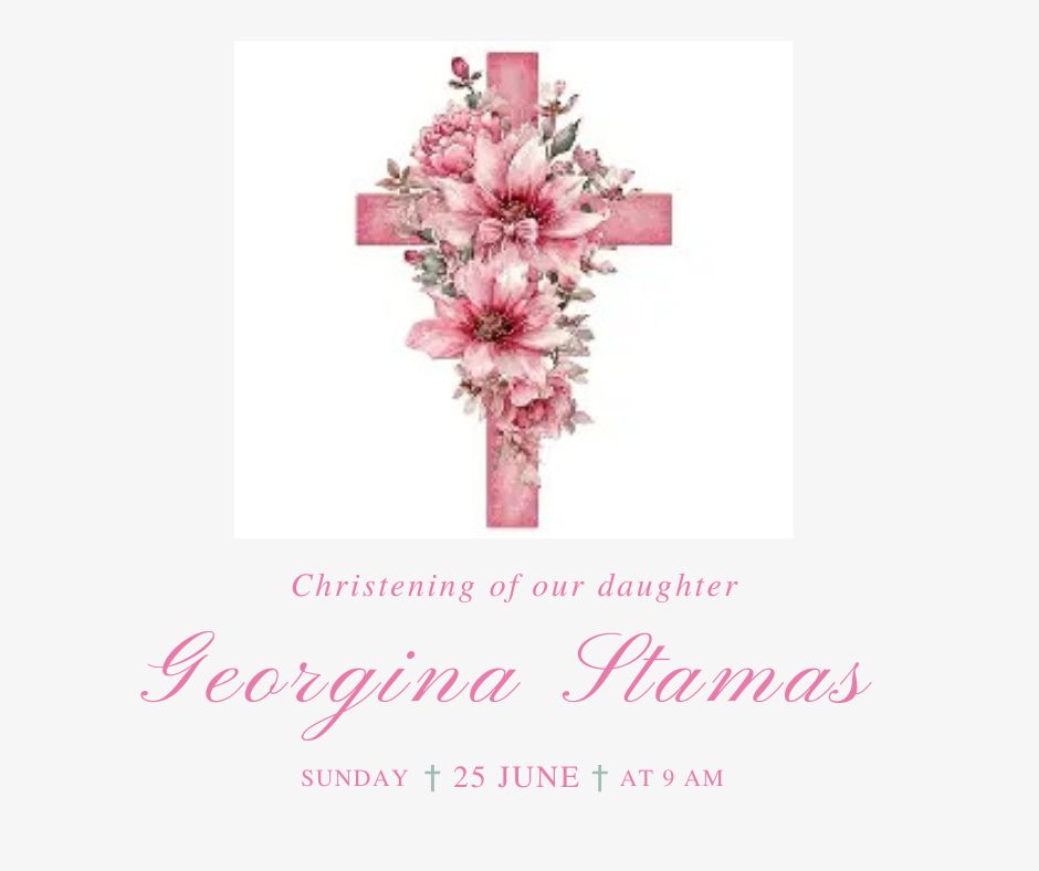 Pink Floral Christening Cake Topper – Personalised Baby Girl Baptism Edible Image – Instant Download