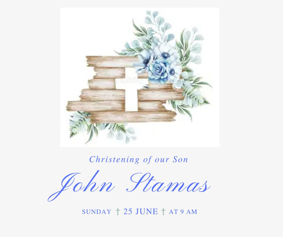 Blue Floral Christening Cake Topper – Editable Baby Boy Baptism Edible Image Template – Instant Canva Download